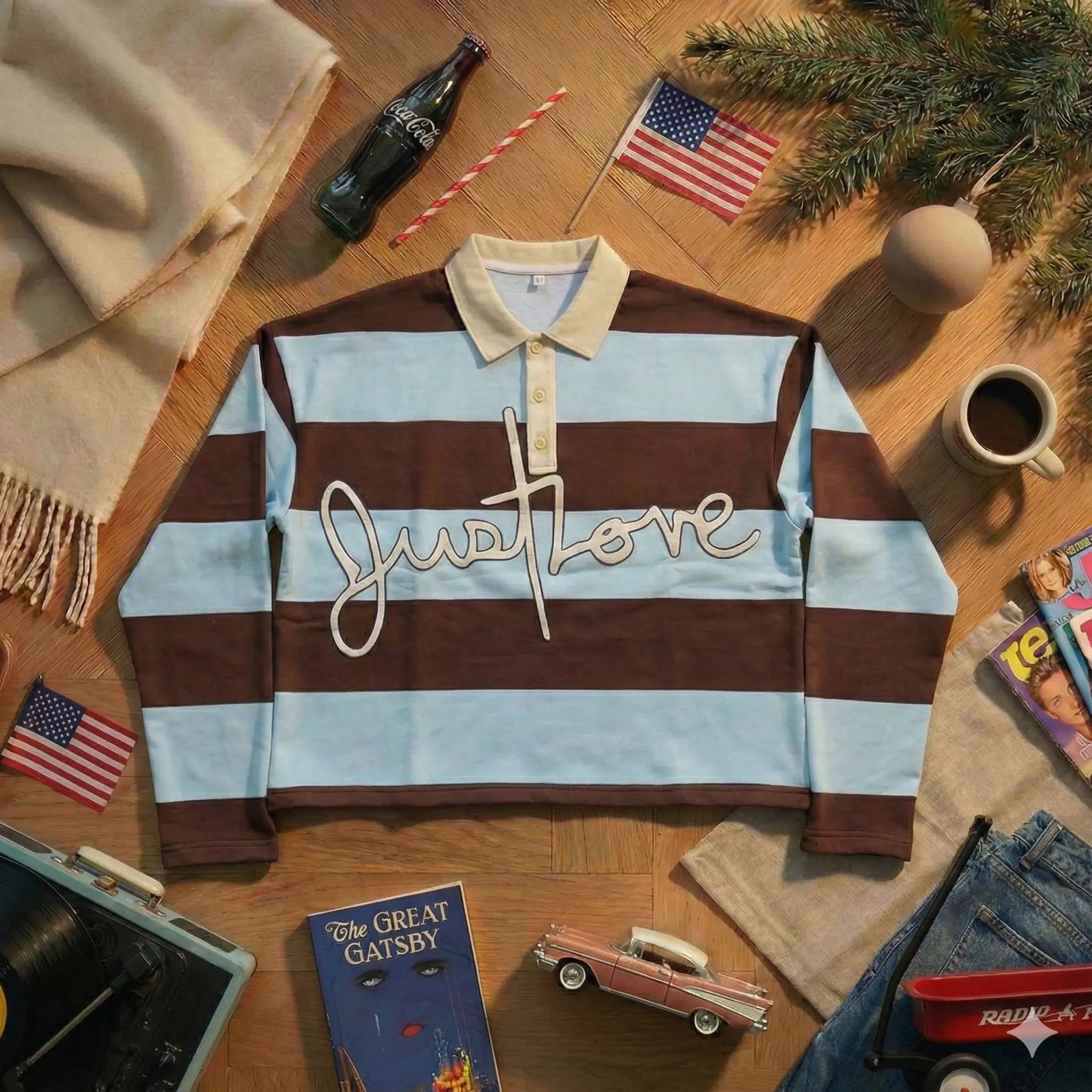 JUSTLOVE HOODIE BABY BLUE REVRS