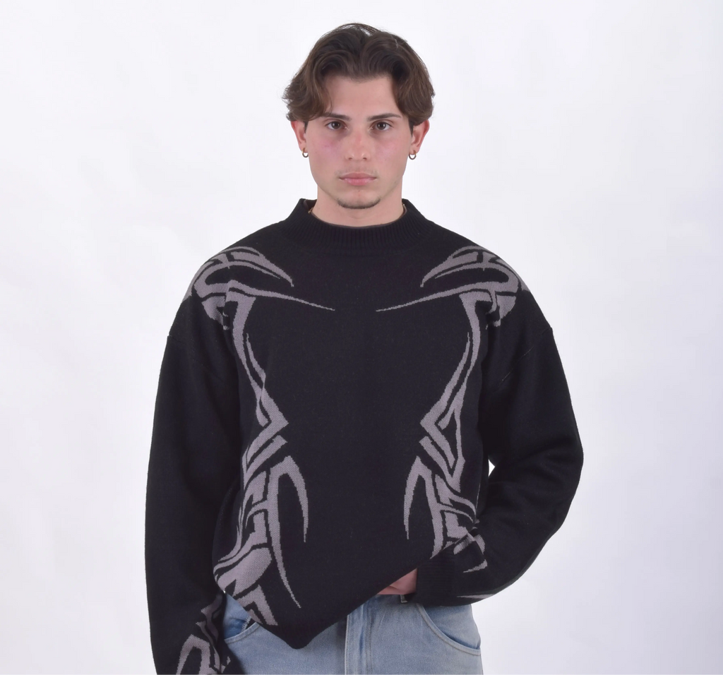 SPIKE SWEATER COAL BLACK REVRS